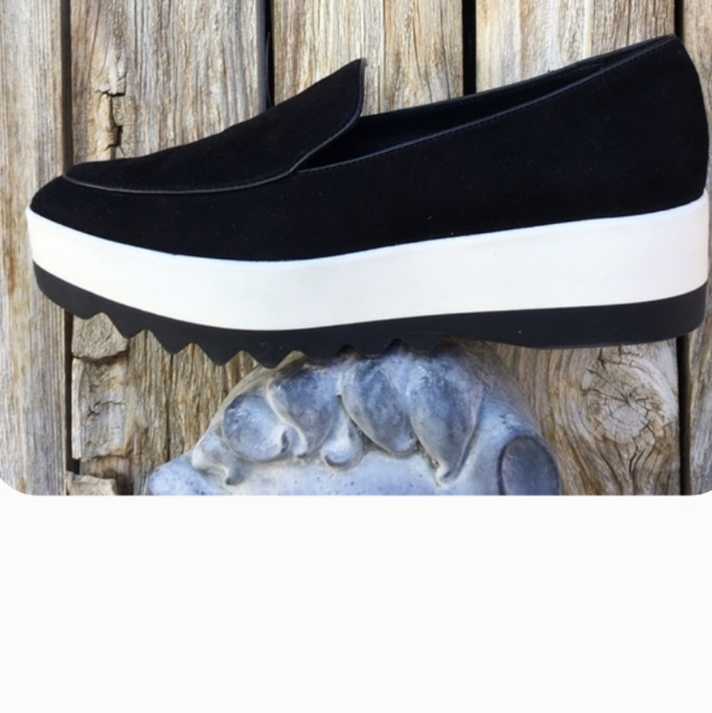 New Donna Karan Platform Loafer Suede Black 7